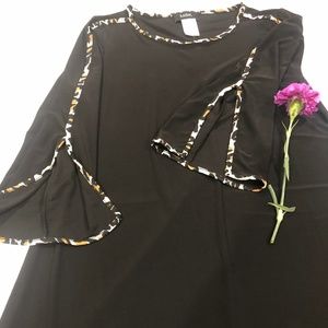 New black dress with animal print trim - sz Med